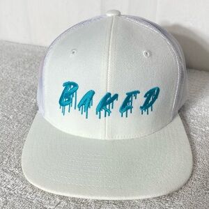 Lids White Blue Mesh Back Snapback Trucker Hat W Embroidered Baked Drip Logo